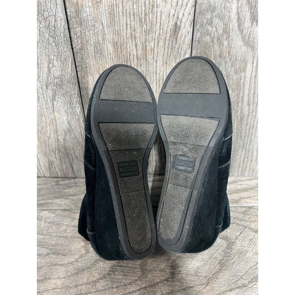 Toms Black Desert Wedge Ankle Bootie 300513 Suede Leather 7 Boho Casual - Picture 6 of 8